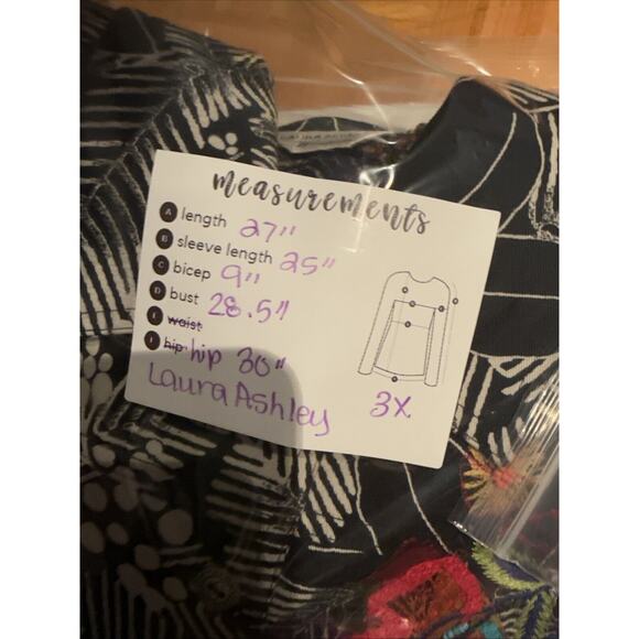 Laura Ashley Button Front Jacket Black Floral Embroidered Boho Women’s Size 3X - Picture 9 of 9